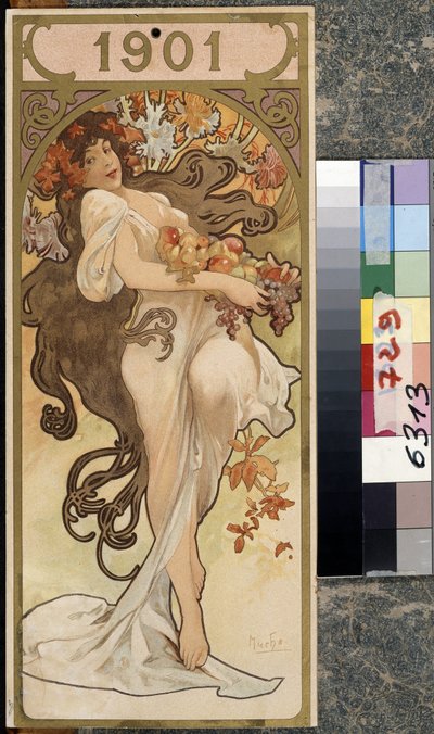 Kalendář na rok 1901. Umělecké dílo Alfonse Marie Muchy (Alphonse Marie Mucha od Alphonse Marie Mucha