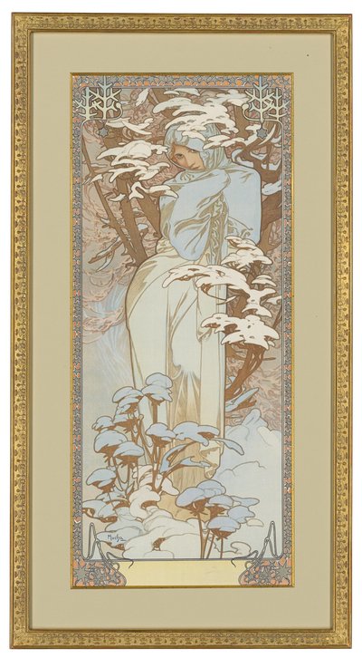Čtyři roční období: Zima, 1900 od Alphonse Mucha