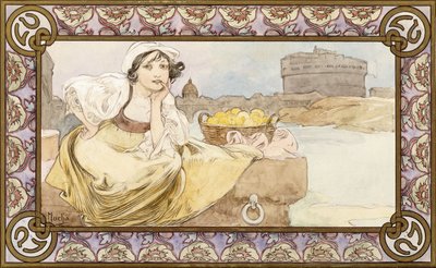 Italská dívka, 1900 od Alphonse Mucha