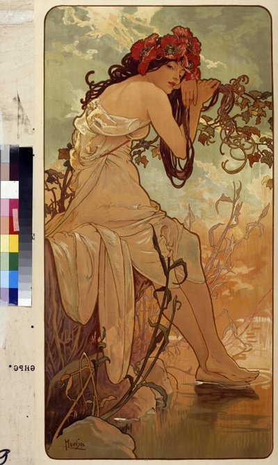 Léto (série alegorie na čtyři roční období). Umělecké dílo Alfonse Marie Muchy (Alphonse Marie Mucha od Alphonse Marie Mucha
