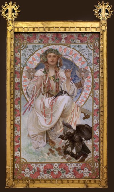 Portrét Josephine Crane Bradleyové ve Slavii. Obraz Alfonse Muchy (1860-1939), olej a tempera na plátně od Alphonse Mucha
