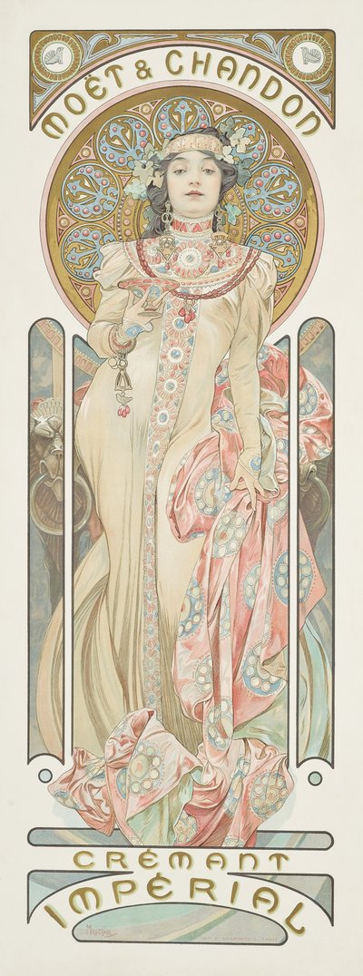 Plakát s reklamou na šampaňské "Moet & Chandon Dry Imperial", 1899 od Alphonse Mucha
