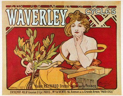 Plakátová reklama Cykly Waverley od Alphonse Mucha