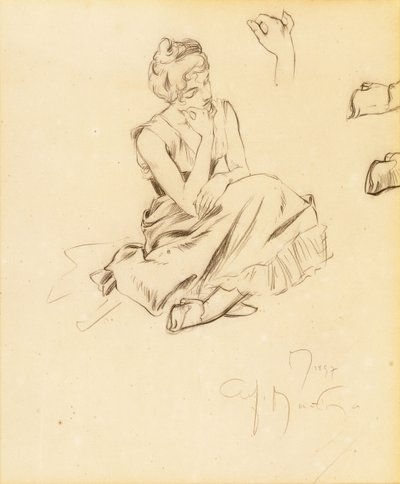 Studie sedící ženy, 1897 od Alphonse Mucha