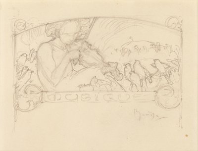 Studie ženy hrající na housle, od Alphonse Mucha