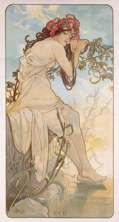 Léto; Ete, kolem roku 1896 od Alphonse Mucha