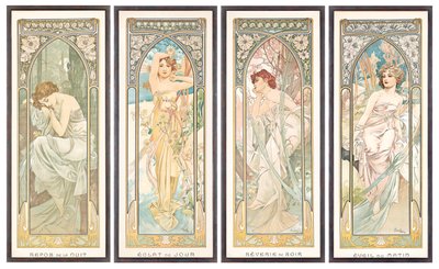 The Times of the Day; Hodiny dne od Alphonse Mucha