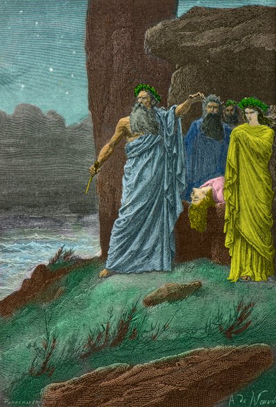 Obřad lidské oběti druidů v Galii (rytina) od Alphonse Marie de Neuville