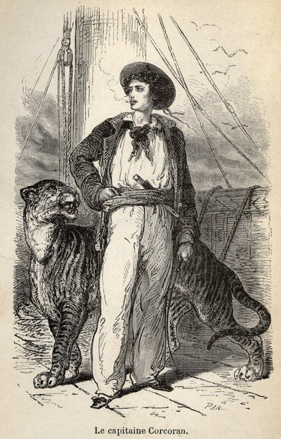 Ilustrace „Nádherných, ale autentických dobrodružství kapitána Corcorana“ od Alfreda Assollanta, ilustrovaná 25 vinětami nakreslenými na dřevě od A. de Neuville, Librairie Hachette et Cie v Paříži od Alphonse Marie de Neuville