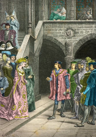 Rozhovor mezi Annou de Bretagne a Karlem 8 (rytina) od Alphonse Marie de Neuville