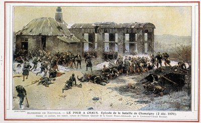 Le oven à Chaux - Epizoda bitvy u Champigny (02/12/1870) od Alphonse de Neuville. Vyryto podplukovníkem Roussetem z „Obecné historie německé francouzské války“. od Alphonse Marie de Neuville