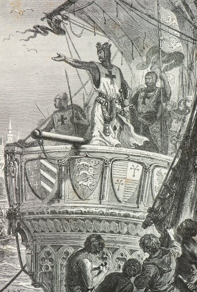 Richard Lví srdce opouští Svatou zemi v roce 1192 (rytina) od Alphonse Marie de Neuville
