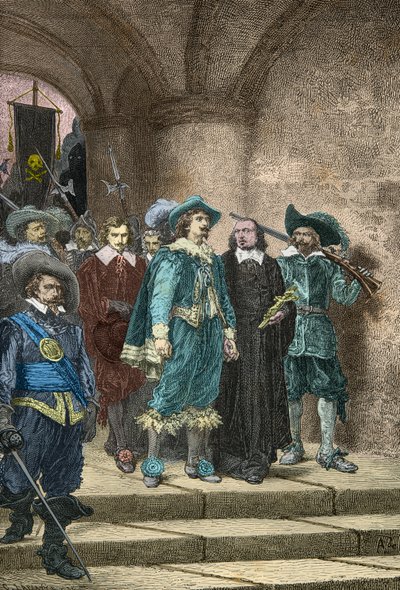 Markýz de Cinq Mars a Francois Auguste de Thou na cestě na popravu od Alphonse Marie de Neuville