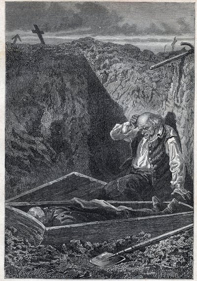 Hřbitovy berou to, co je jim dáno - Ilustrace Alphonse De Neuville (1835-1885) pro „Les mizerables - Second part: Cosette“ od Victora Huga (1802-1885) 1862 od Alphonse Marie de Neuville