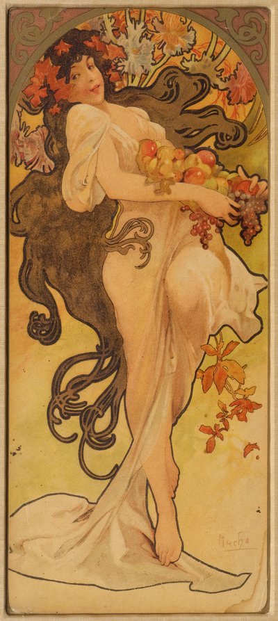 Podzim ze série Les Saisons, c. 1900. od Alphonse Mucha