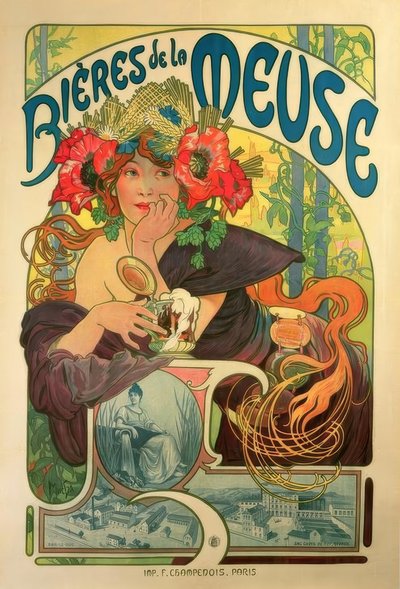 Pivo z Meuse od Alphonse Mucha