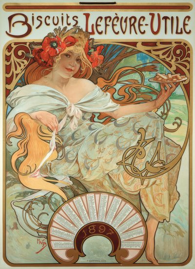 Soubory cookie Lefèvre-Utile od Alphonse Mucha