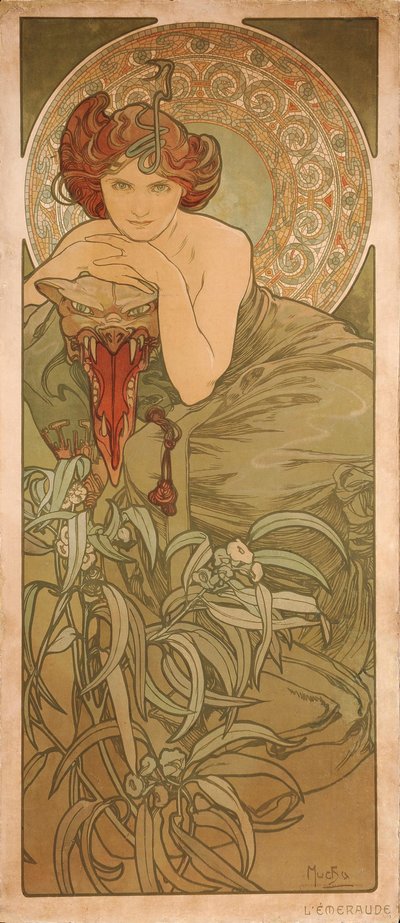 Emerald Ze série The gems od Alphonse Mucha