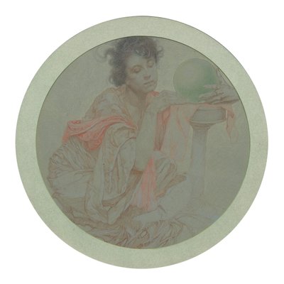 Věštkyně s křišťálovou koulí. od Alphonse Mucha