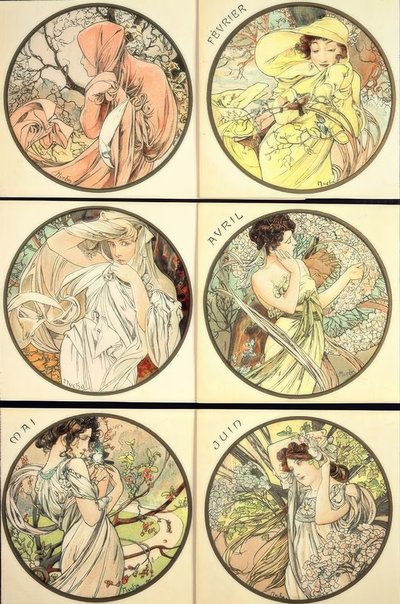 leden únor březen duben květen červen od Alphonse Mucha