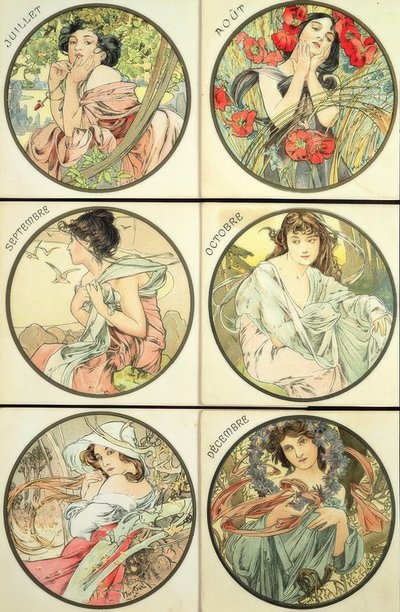 červenec srpen září říjen listopad prosinec od Alphonse Mucha