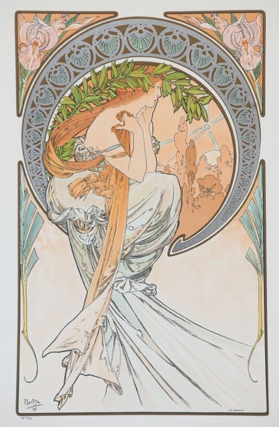 La Poesia Ze série Umění, 1898. od Alphonse Mucha