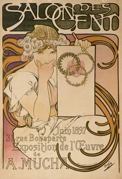 Plakát k výstavě Alphonse Muchase v Salon des Cent, Paříž, Francie, 1897 od Alphonse Mucha