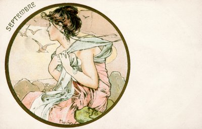 "září", 1900 od Alphonse Mucha