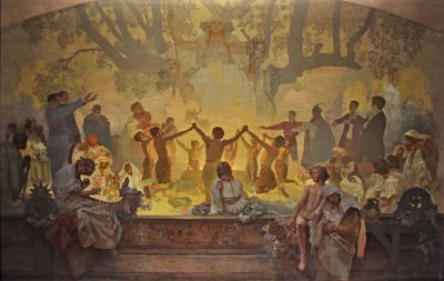 Přísaha Omladiny pod slovanskou lípou Cyklus Slovanská epopej od Alphonse Mucha