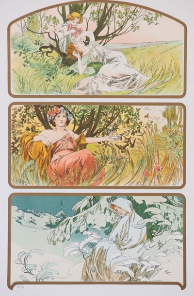 Tři roční období, c. 1898. od Alphonse Mucha