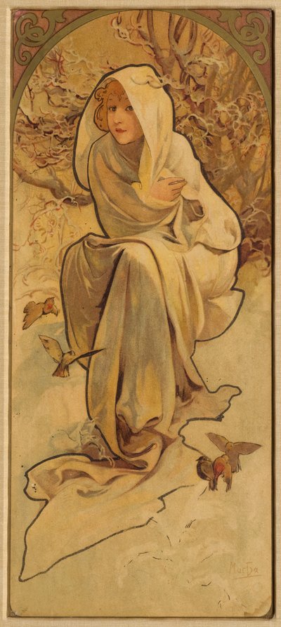 Zima ze série Les Saisons, c. 1900. od Alphonse Mucha