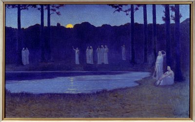 Symbolismus: „“ Chants de nuit““ Obraz Alphonse Osberta (1857-1939) 1896 Sun. 0,77x1,24 m Paříž, musee d