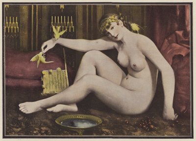 Krmení ptáků (barva litho) od Alphonse Pellet