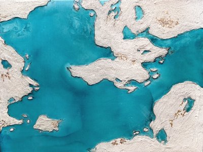 Abstraktní motiv pobřeží v tyrkysových barvách od Alyson Storms