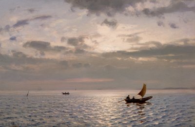 Sluncem šumící moře s loděmi od Amaldus Nielsen
