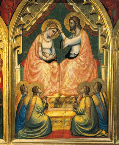 Korunovace Panny Marie (tempera na panelu) od Ambrogio Bondone (workshop) Giotto