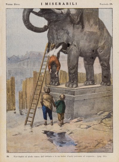 Ilustrace k Bídníkům od Victora Huga (barevná litografie) od Ambrogio Lombardi
