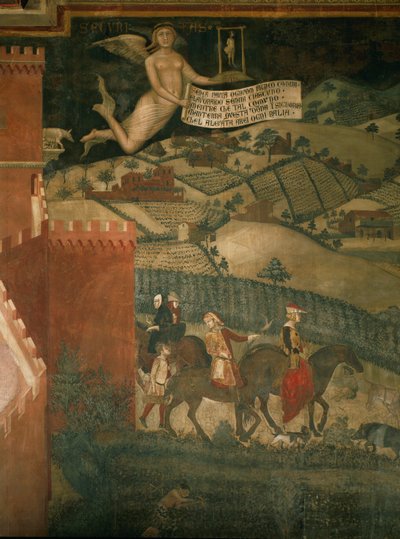 Lovecká společnost (nástěnná malba) od Ambrogio Lorenzetti
