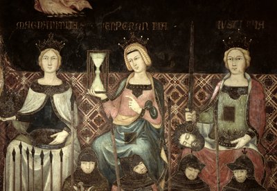 Alegorie dobré vlády, detail spravedlnosti, naděje a velkoleposti, 1338-40 od Ambrogio Lorenzetti