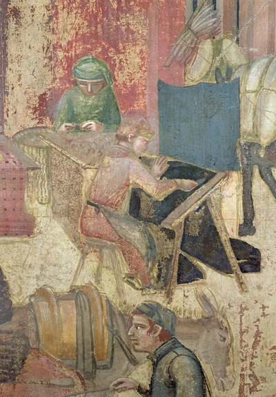 Účinky dobré vlády ve městě, detail tkalců, 1338-40 od Ambrogio Lorenzetti