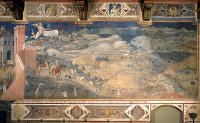 Účinky dobré vlády na venkově Cyklus fresek Alegorie dobré a špatné vlády, 1338-1339 od Ambrogio Lorenzetti