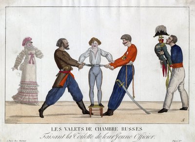 Toaleta mladého ruského důstojníka - Garneray, Ambroise Louis (1783-1857) - c. 1815 - Lept, akvarel - 24x32,6 - Soukromá sbírka od Ambroise Louis Garneray