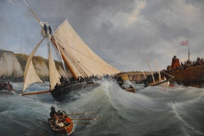 státní kutr Furet ve službách Její královské Výsosti vévodkyně z Berry opouští přístav Dieppe od Ambroise Louis Garneray