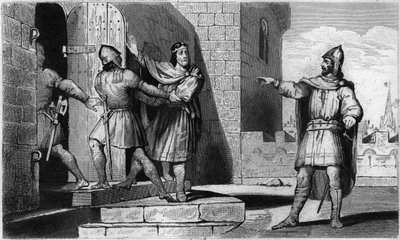Karel III. (879-929) Prostý zajat jedním ze svých vojáků v roce 923 - Uvěznění Karla III. Prostého (879-929), 923: ve víře, že najde útočiště u Herberta z Vermandois, je zrazen bývalý král franků jím a poslán do vězení od Ambroise Tardieu