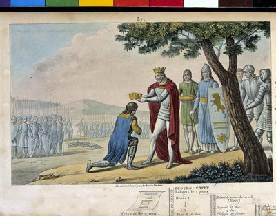 Henri I. (1008 - 1060), dynastie Kapetovců. Vítěz svého bratra Roberta le Vieux mu odpustil a v roce 1016 mu dal Burgundské vévodství – navrhl a vyryl Ambroise Tardieu v roce 1825. od Ambroise Tardieu