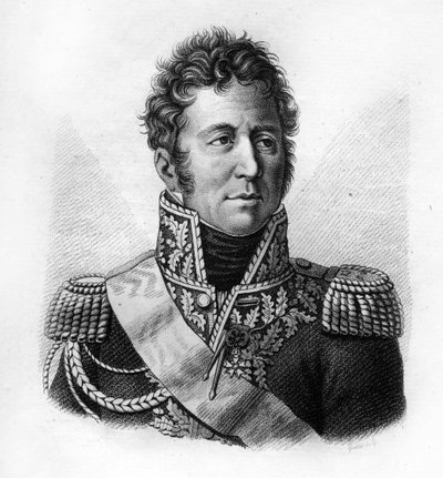 Jacques Alexandre Bernard Law, markýz de Lauriston, maršál Francie (1768-1828) - v „Portrétech francouzských generálů po vítězstvích a výbojích Francouzů““ Vyryl Ambroise Tardieu v roce 1818. Sbírka Stella. od Ambroise Tardieu