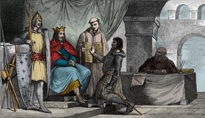 Louis II (848-79) Stammerer přijímá přísahu věrnosti od šlechtice - od Ambroise Tardieu