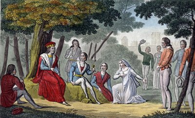 Louis IX, známý jako "Saint-Louis" (1214-1270) poskytující spravedlnost všem svým poddaným v lese Vincennes - navrhl a vyryl Ambroise Tardieu v roce 1825. od Ambroise Tardieu