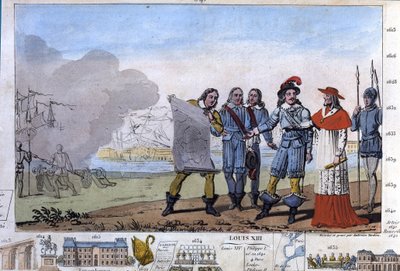 Ludvík XIII. (1601-1643) a kardinál Richelieu v sídle La Rochelle, Place d