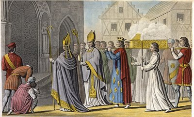 Philip III vykonal slavnostní bohoslužbu v Notre-Dame a nesl rakev pěšky do Saint-Denis, která obsahovala náčelníka a kosti Saint-Louis, maso a vnitřnosti byly uloženy v hrobce poblíž Palerma na Sicílii – vláda Filipa III. Francie. Cerem od Ambroise Tardieu